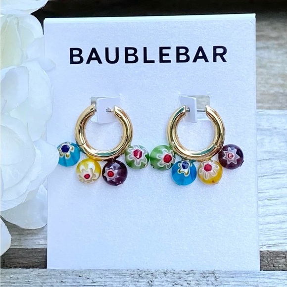 NWT BAUBLEBAR MULTICOLOR BEADED HUGGIE EARRINGS - Picture 3 of 10